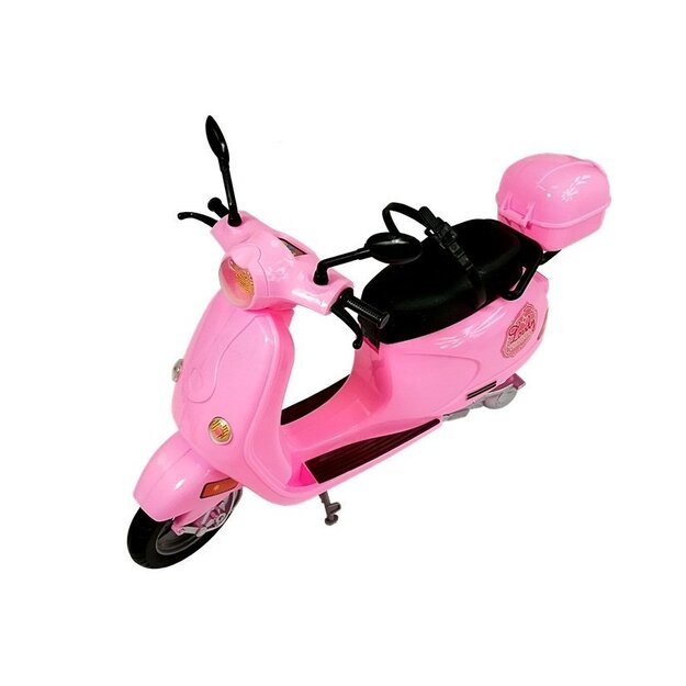 Lėlė su rožiniu motoroleriu ir priedais