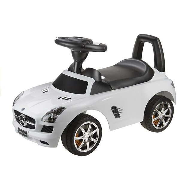 Paspiriamas vaikiškas „Mercedes Benz“ automobilis, baltas