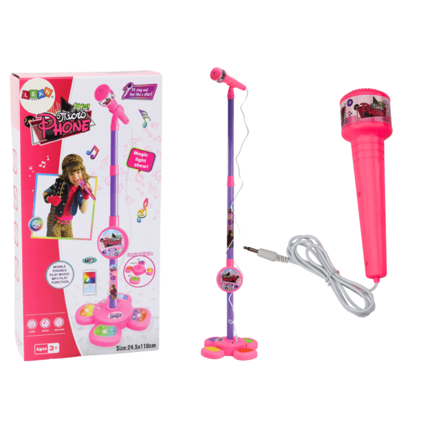 Reguliuojamas mikrofonas su trikoju vaikams, rožinis