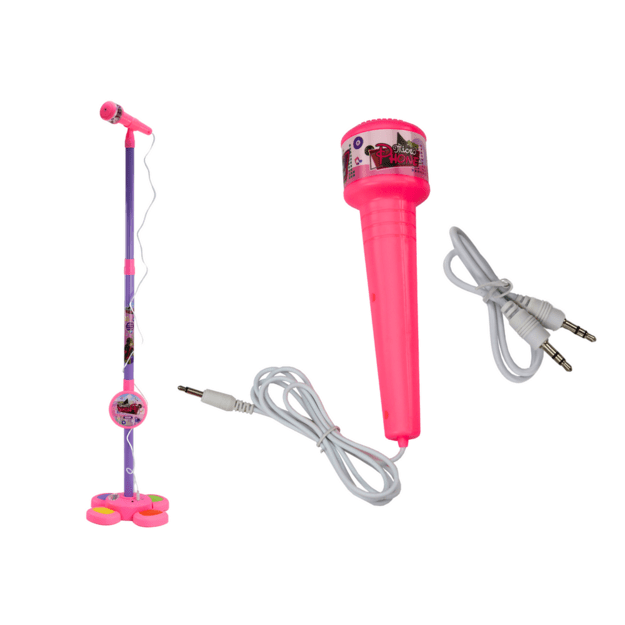 Reguliuojamas mikrofonas su trikoju vaikams, rožinis