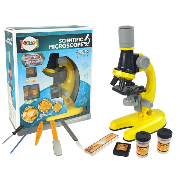 Žaislinis mikroskopo rinkinys vaikams, geltonas