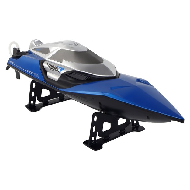 Nuotolinių būdu valdoma motorinė valtis su šviesos efektais, mėlyna