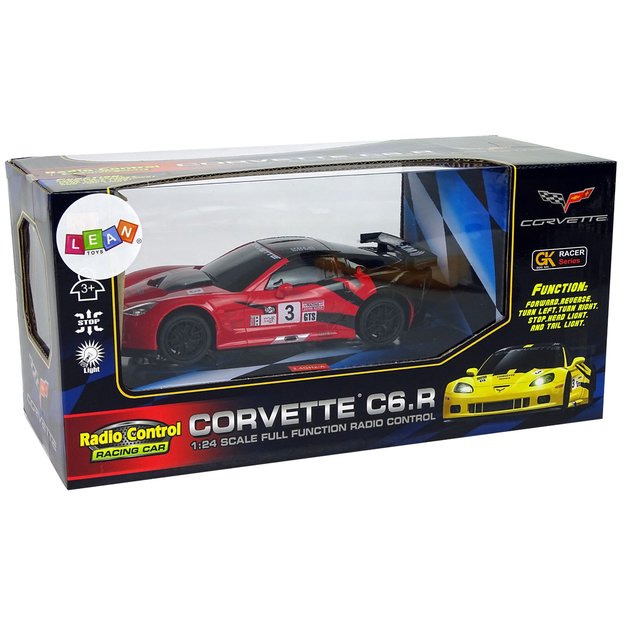 Nuotoliniu būdu valdomas sportinis automobilis Corvette, raudonas