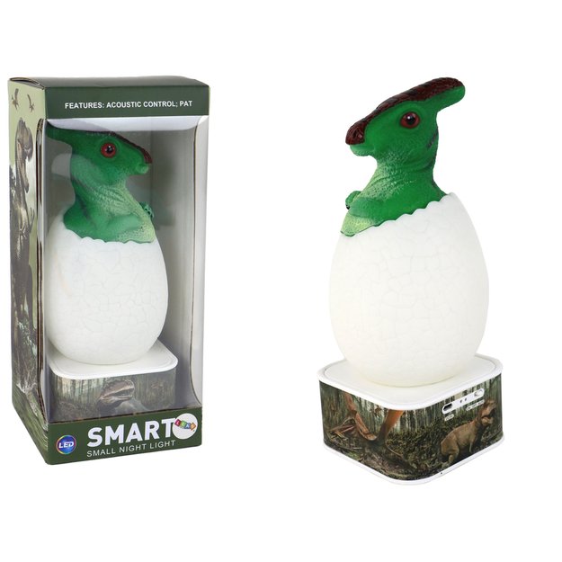 Kiaušinio formos LED lempa su dinozauru, žalia