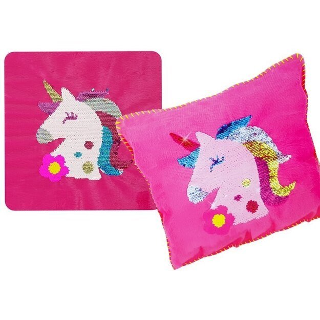 „Pasidaryk pats“ rožinių blizgučių pagalvė su vienaragio atvaizdu