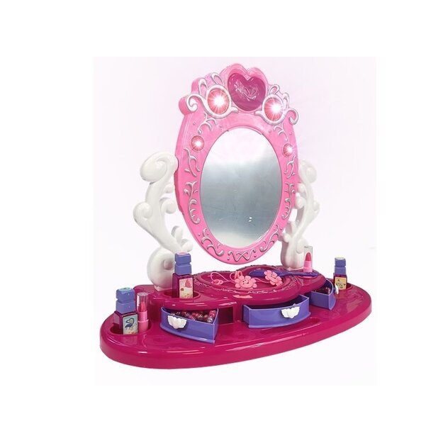 Pastatomas veidrodis su grožio rinkiniu, rožinis