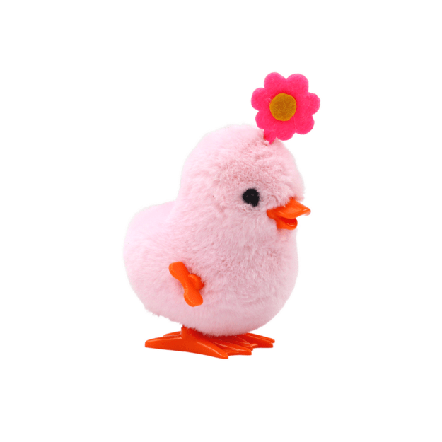 Prisukamas viščiukas su gėle, rožinis