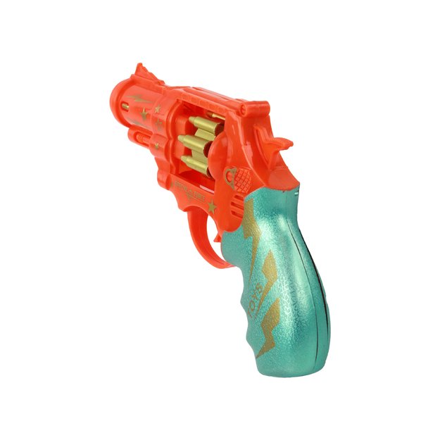 Žaislinis revolveris su garso efektais, oranžinis