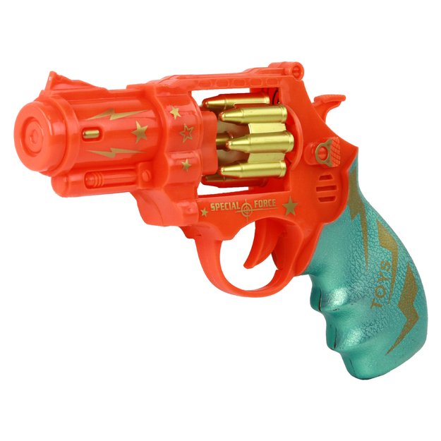 Žaislinis revolveris su garso efektais, oranžinis