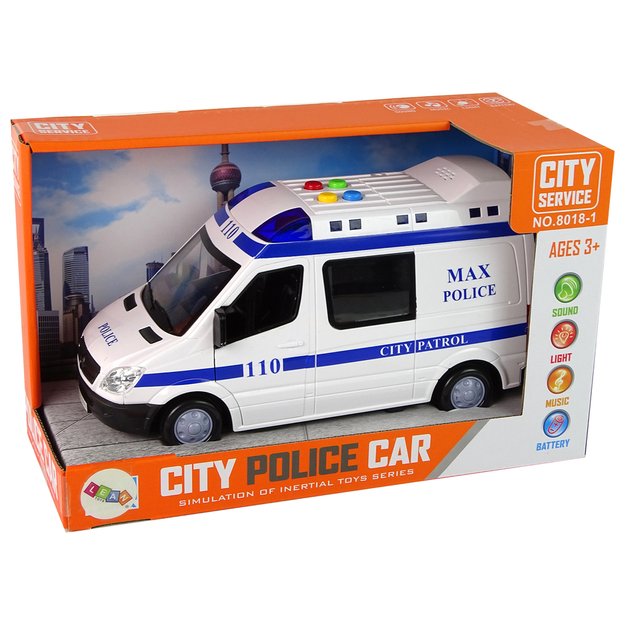 Policijos automobilis su garso ir šviesos efektais 