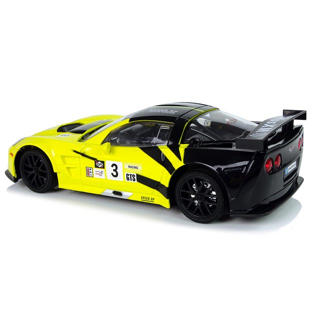 Radijo bangomis valdomas sportinis automobilis Corvette C6.R 1:18 geltonas