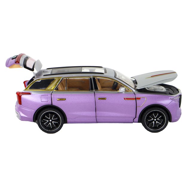 Nuotoliniu būdu valdomas automobilis su šviesos ir garso efektais, violetinis
