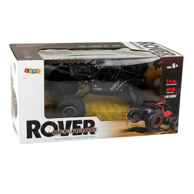 Nuotoliniu būdu valdomas visureigis Rover, juodas