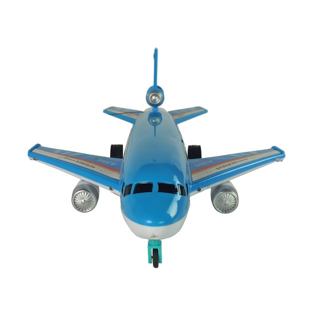 Nuotoliniu būdu valdomas keleivinis lėktuvas, mėlynas