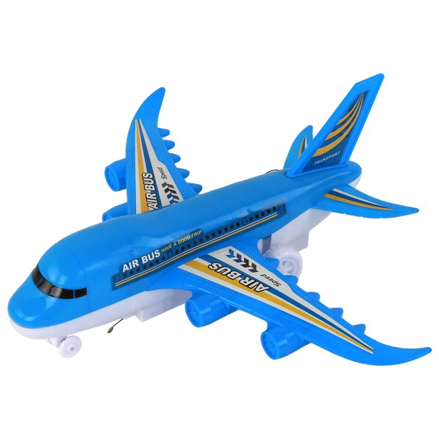 Nuotoliniu būdu valdomas keleivinis lėktuvas, mėlynas