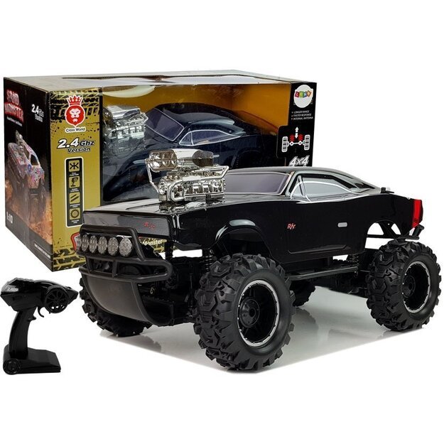 Nuotoliniu būdu valdomas sportinis 4x4 Off Road visureigis, juodas