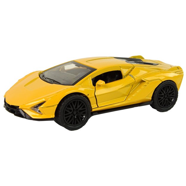 Žaislinis automobilis su frikcine pavara, geltonas  