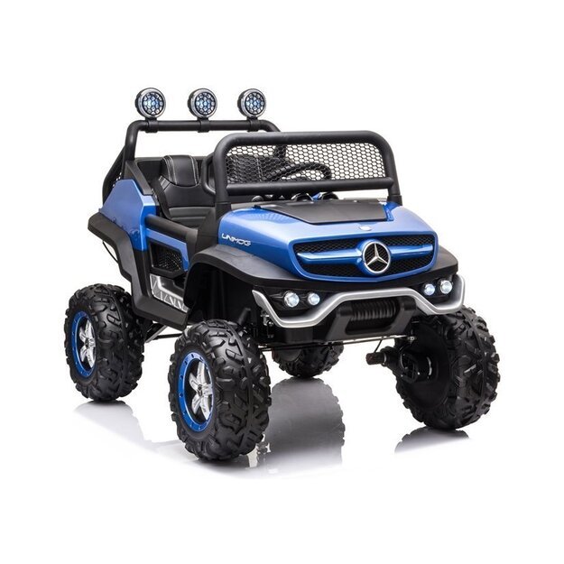 Vaikiškas vienvietis elektromobilis Mercedes Benz Unimog S, mėlynas lakuotas