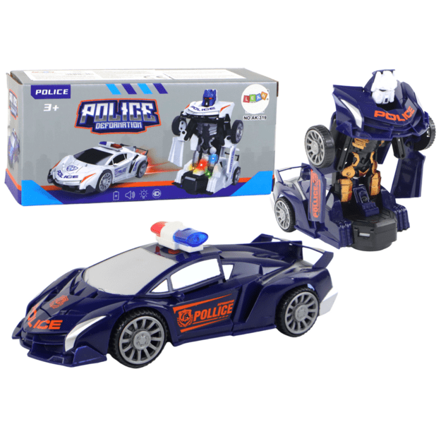 Policijos automobilis transformeris 2in1, mėlynas