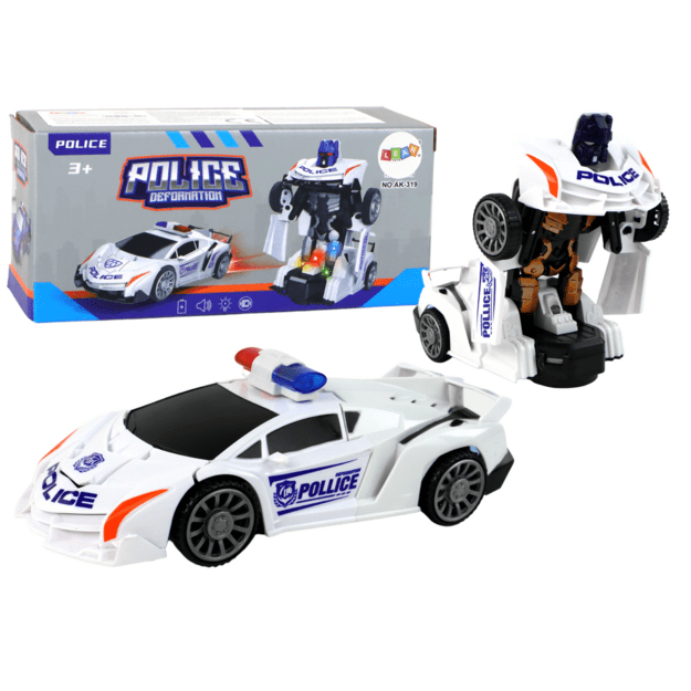 Policijos automobilis transformeris 2in1, baltas