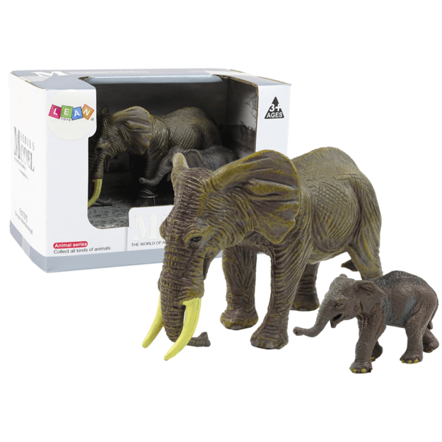 Figūrėlių rinkinys, dramblys su jaunikliu