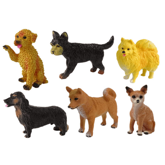 Įvairių veislių šunų figurėlės, 6 vnt