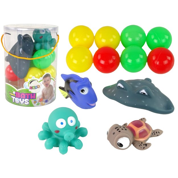Vonios žaislų rinkinys su kamuoliukais