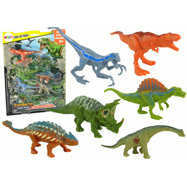 Dinozaurų figūrėlių rinkinys, 6 dalių, spalvotas