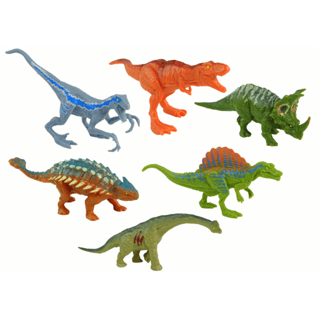 Dinozaurų figūrėlių rinkinys, 6 dalių, spalvotas