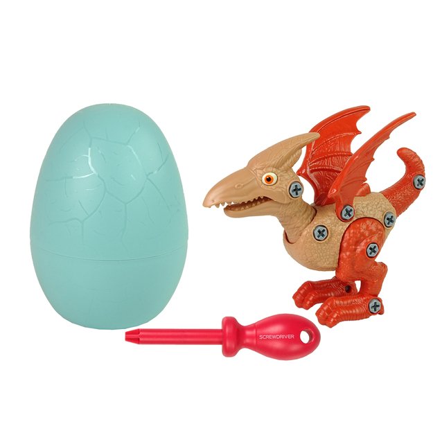 Dinozauro - Plerodaktilio figūrėlė su kiaušiniu ,,Pasidaryk pats'', rudas/raudonas