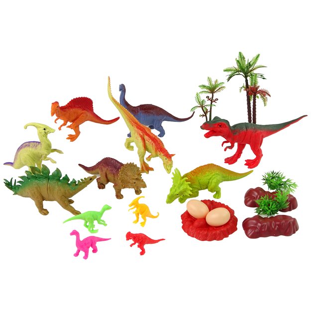 Dinozaurų figūrėlių rinkinys su priedais 21 vnt.