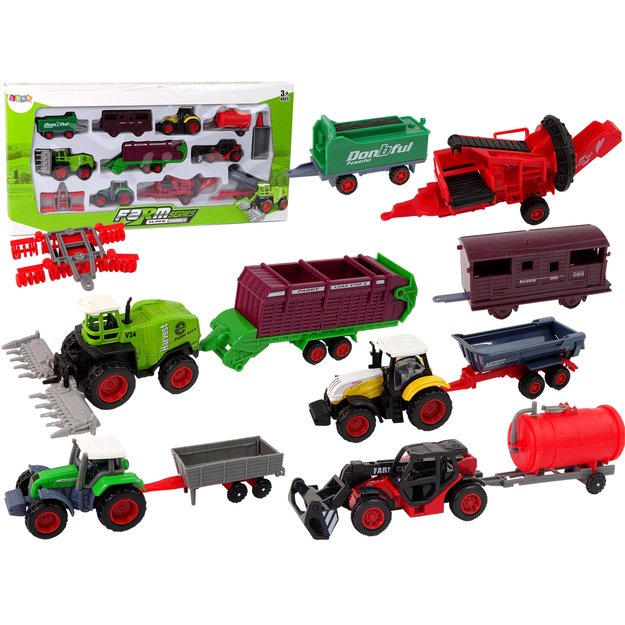 Žemės ūkio transporto priemonių rinkinys 12 vnt., metalas
