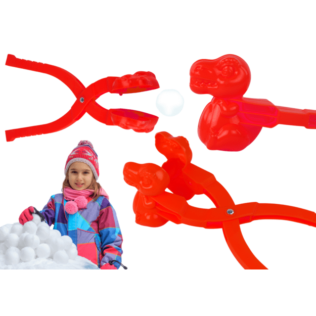 Sniego gniūžtės spaustukas dinozauras, raudonas