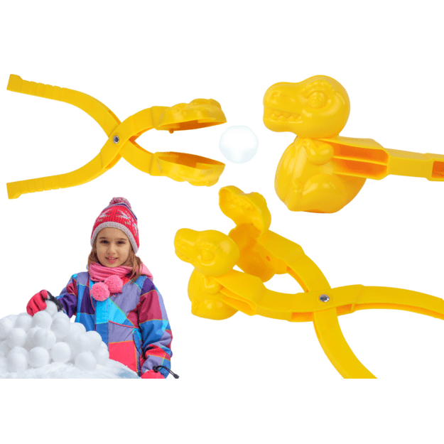 Sniego gniūžtės spaustukas dinozauras, geltonas