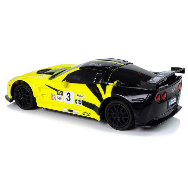 Nuotoliniu būdu valdomas sportinis Corvette C6.R. automobilis, geltonas