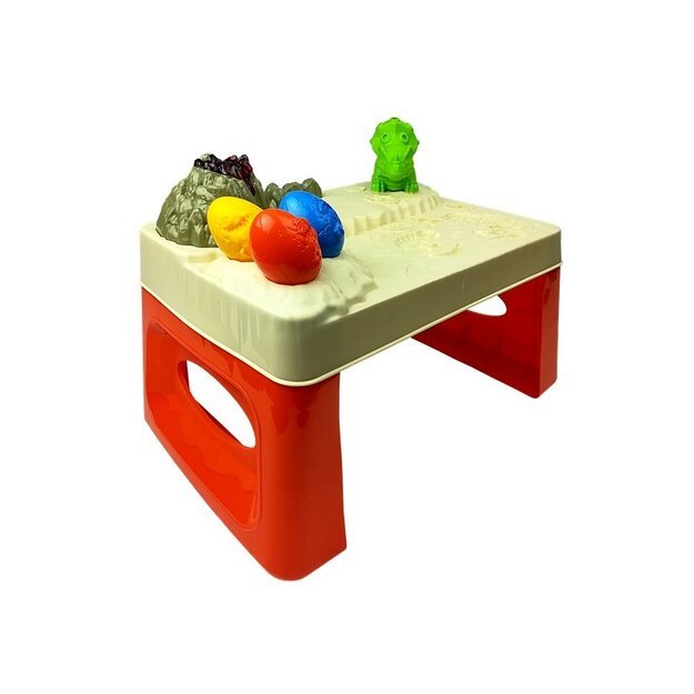 Edukacinis stalas su dinozaurais ir plastilinu, 4 spalvos