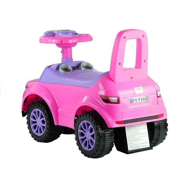Paspiriamas vaikiškas automobilis 613W rožinis su garso ir šviesos efektais