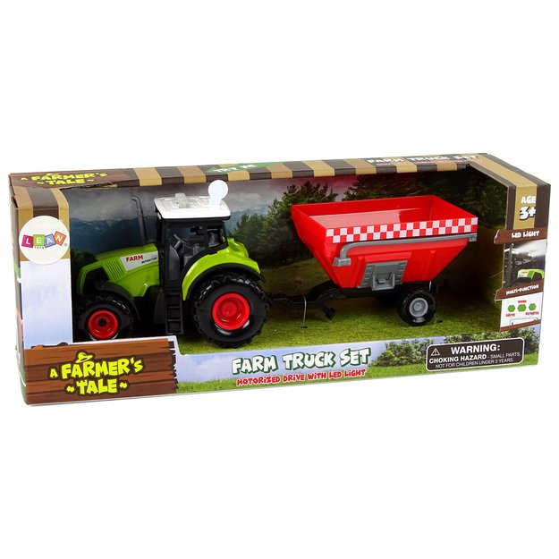 Traktorius su nuimama grūdų priekaba, žalias