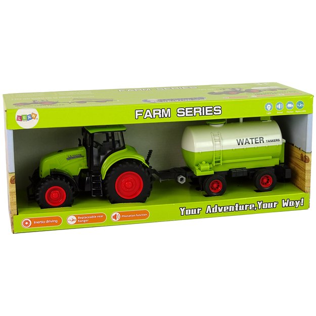 Žaislinis traktorius su vandens cisterna