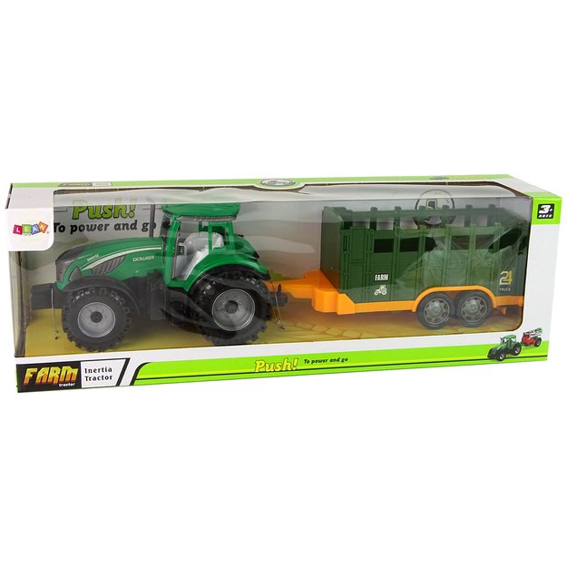 Traktorius priekaba, žalias