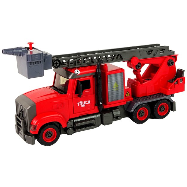 Ugniagesių sunkvežimis su priedais, raudonas