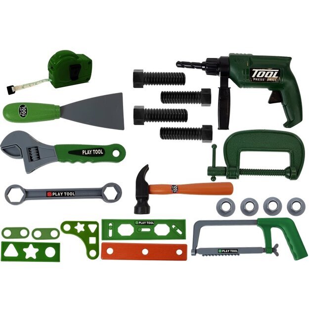 Vaikiškas įrankių rinkinys lagamine, žalias