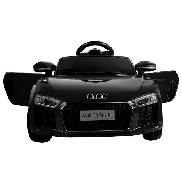 Vienvietis elektromobilis Audi R8 Spyder, juodas lakuotas