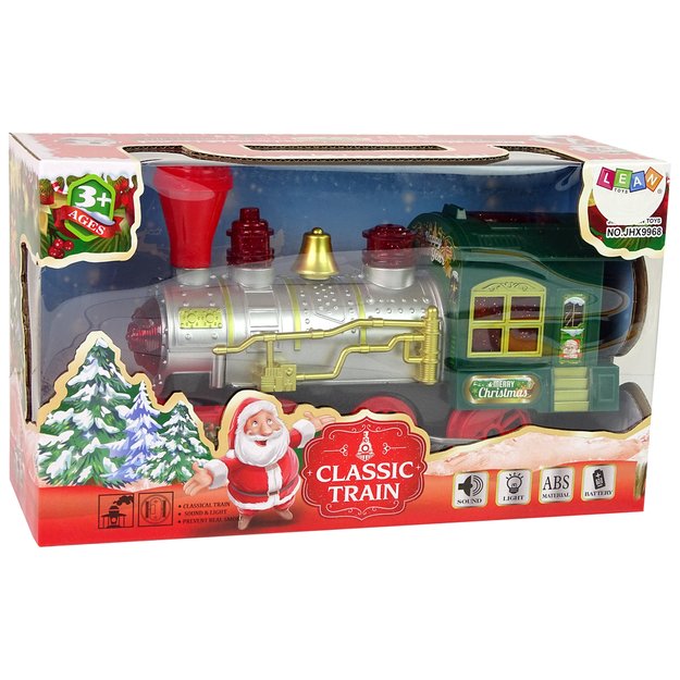 Kalėdinis traukinukas su šviesos ir garso efektais, žalias
