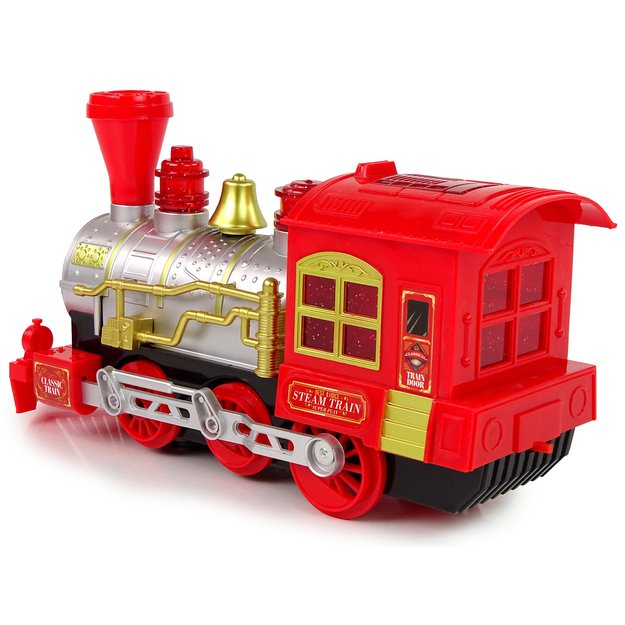 Kalėdinis traukinukas su šviesos ir garso efektais, raudonas