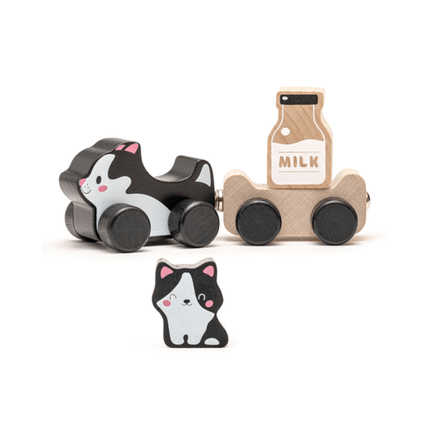 Medinis žaislas "Katė su pienu" 