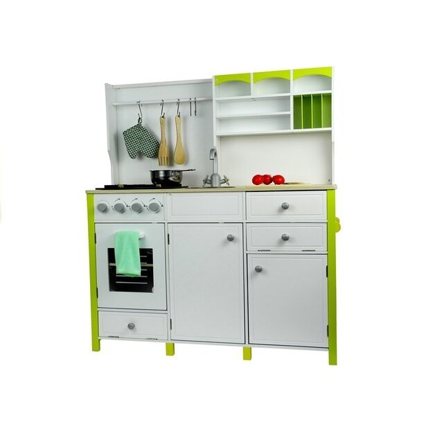 Medinė virtuvėlė vaikams,  baltai žalia