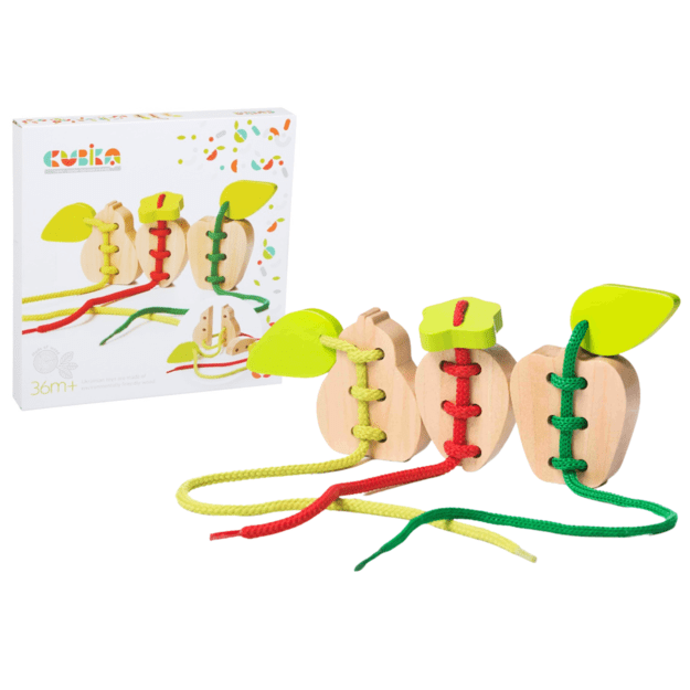 Medinis virvelinis žaislas su vaisiais 