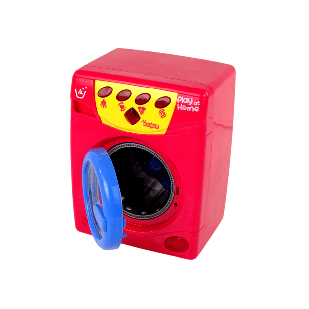 Žaislinė skalbimo mašina su efektais, raudona