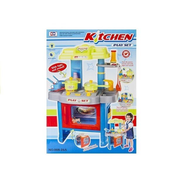 Žaislinė virtuvė su orkaite ir priedais, mėlyna 